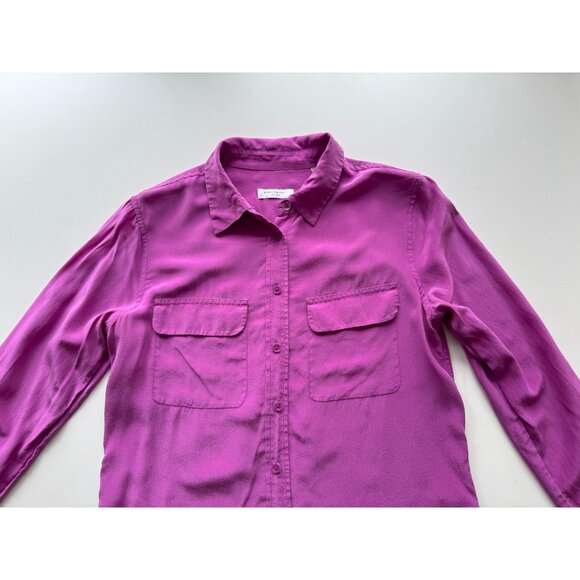 EQUIPMENT Slim Signature Purple 100% Silk Crepe Button Up Shirt, Size S - Picture 4 of 16